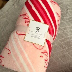 Victoria's Secret Striped Pink and Red Blanket